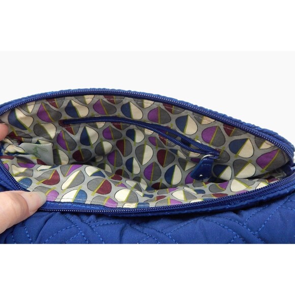 Vera Bradley Navy Quilted Purse Handbag Chain Leather Strap Shoulder Bag - Picture 9 of 16